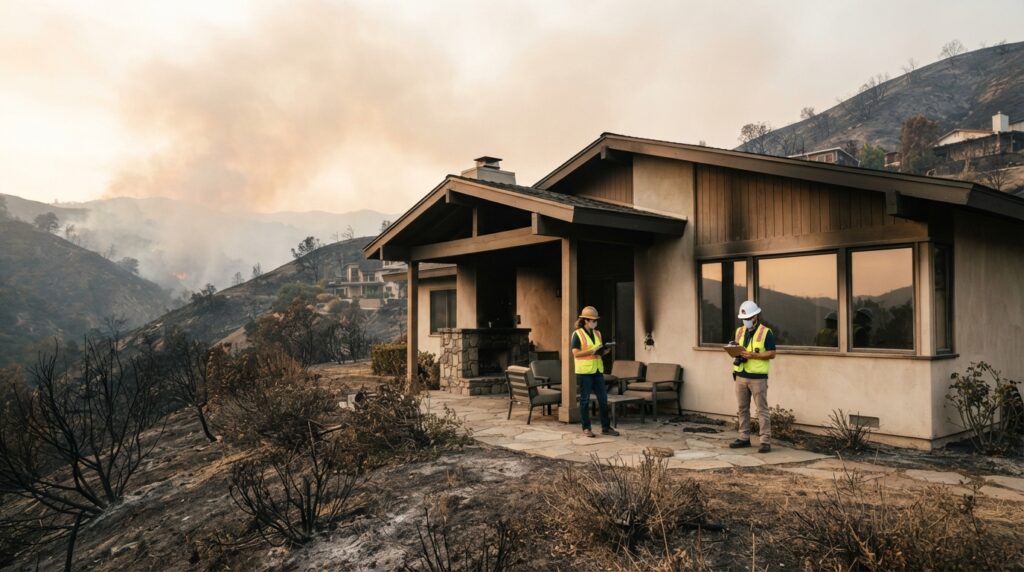 California Smoke Damage Recovery Act assessment at a wildfire-damaged home