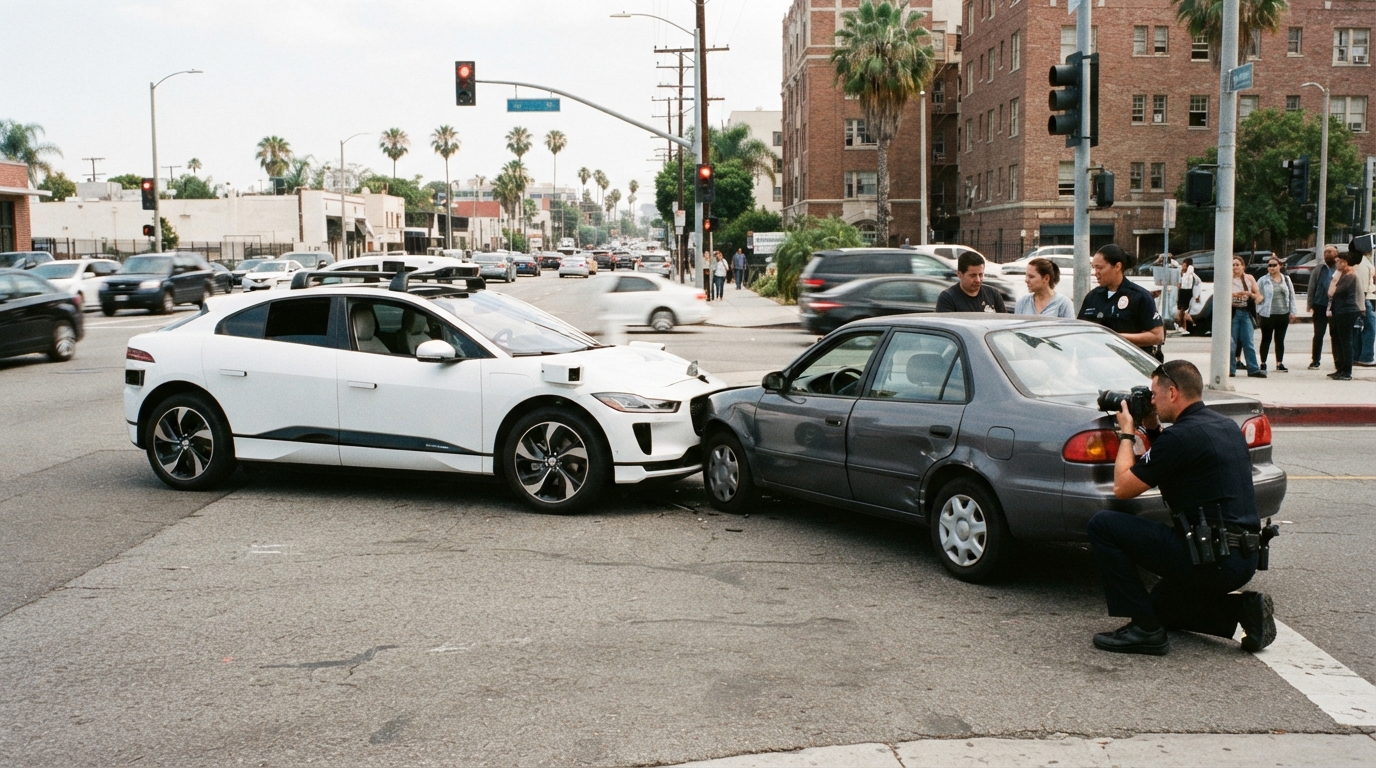 California autonomous vehicle accident investigation at an intersection