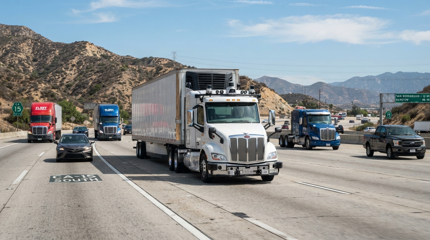 Heavy-duty autonomous truck operating under California 2026 AV rules