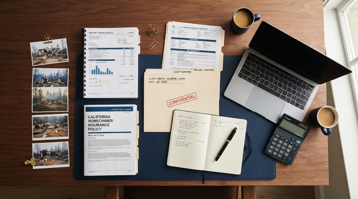 Wildfire smoke damage insurance claim records and repair documentation